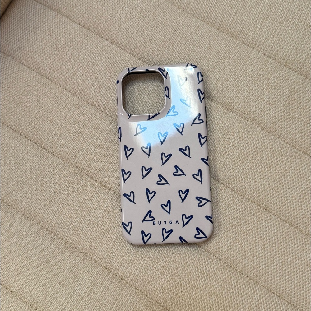 White and Blue Heart Pattern Phone Case